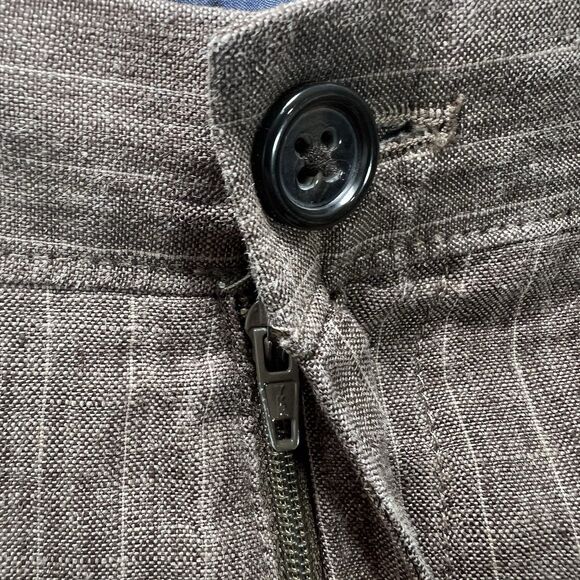 Banana Republic 100% Linen Shorts Mens Size 35 Brown Striped 11” Inseam Beemuda - Picture 7 of 13